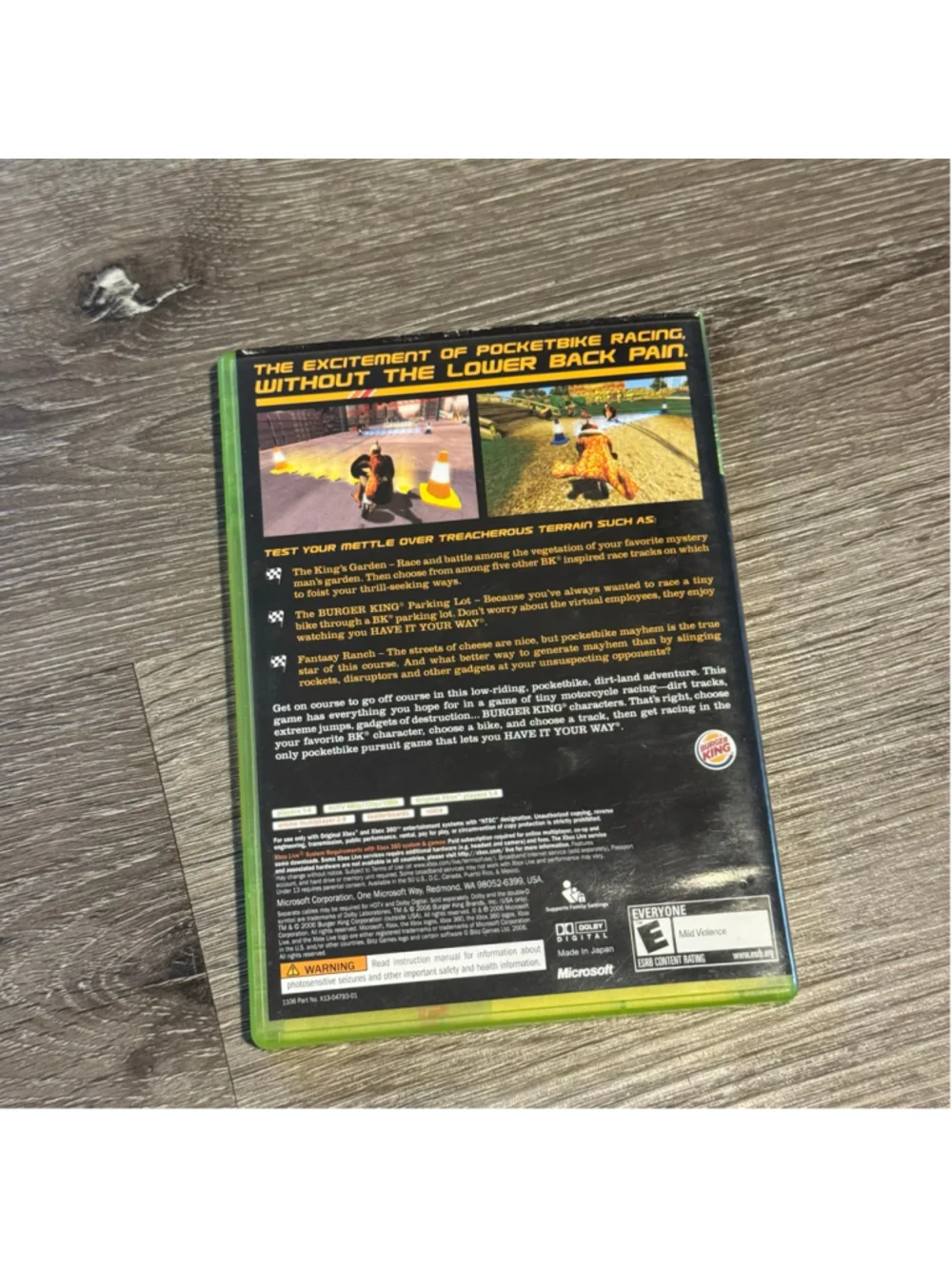 Microsoft PocketBike Racer Burger King Xbox Video Game Promo